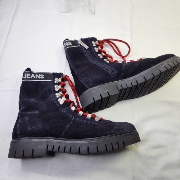 Tommy Hilfiger Women's Dark Blue Tommy Jeans Yvonne Lace-Up Ankle Boots Size 10 - Picture 3 of 12